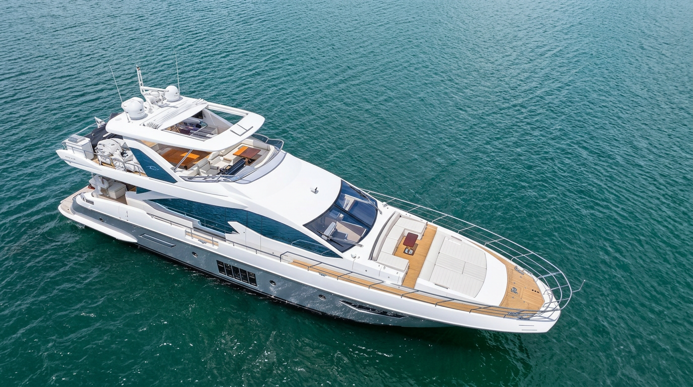 Aerial view of the luxury yacht on the Potomac